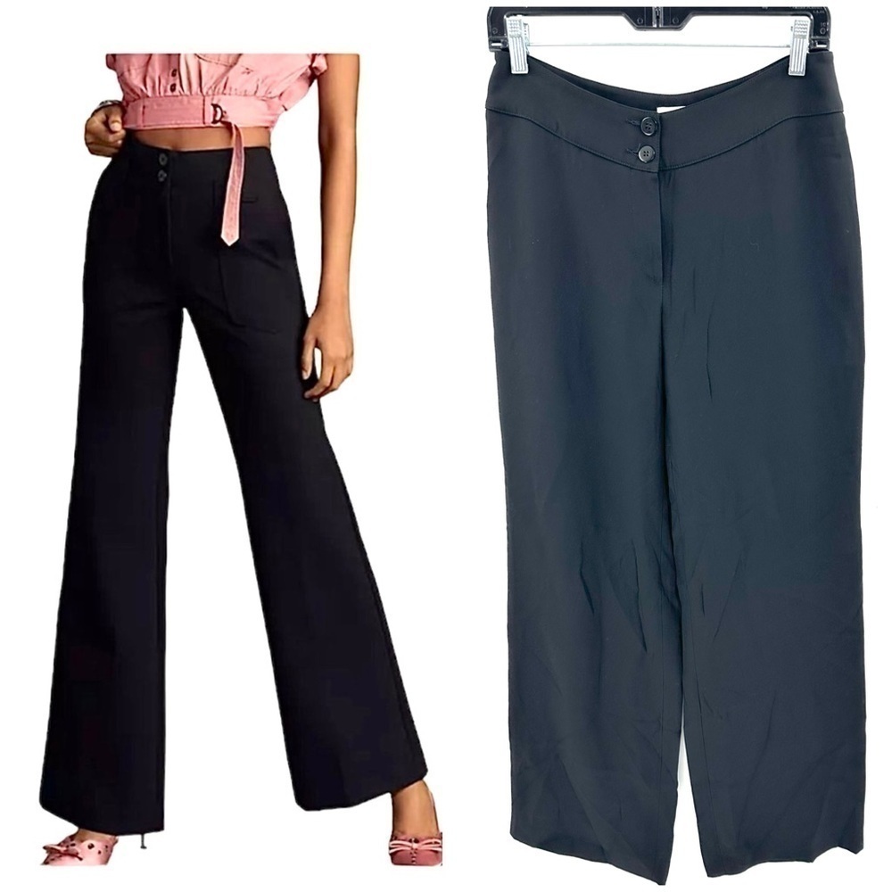 Armani Collezioni Wide Leg Pants Womens 6 Italian Silk Blend High Rise Luxury